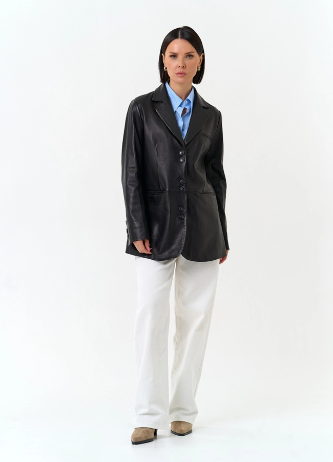 Женский жакет из натуральной кожи модель № 24505 в кредит фото