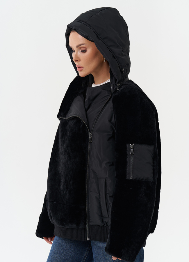 Комбинированная куртка с капюшоном модель № 28531 универмаг малина