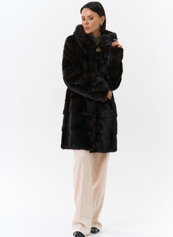 Норковая шуба с капюшоном