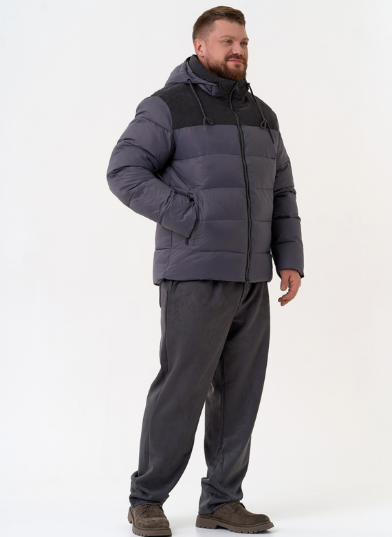 Мужской пуховик с отделкой из вельвета