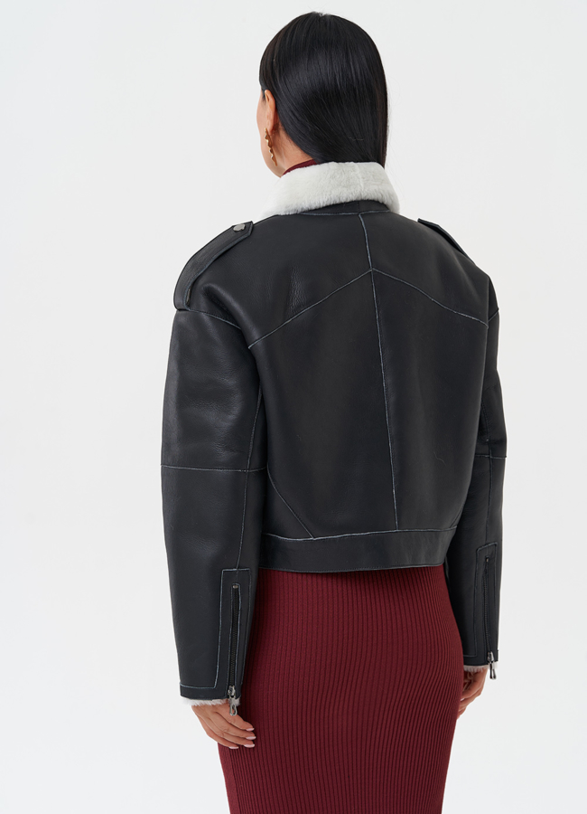 Дубленка из натуральной кожи модель № 28691 универмаг малина