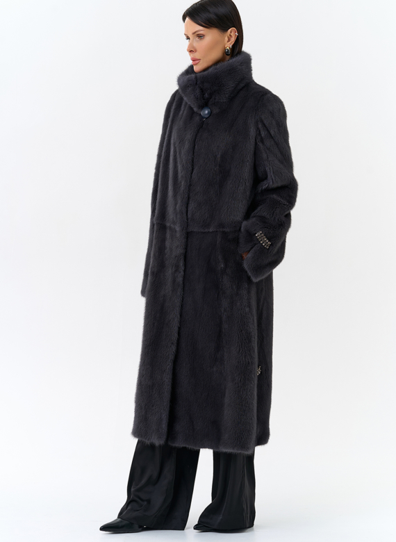 Норковая шуба с воротником стойка 