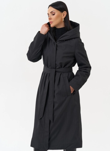 Пальто женское утепленное с эффектом жатой ткани фото