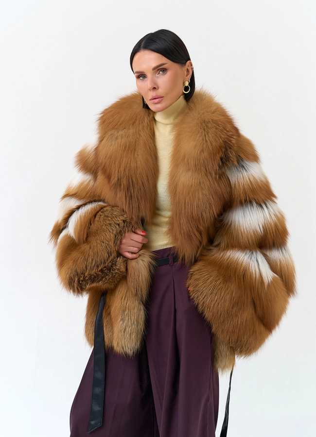 Женская шуба из меха рыжей лисы модель № 34436 универмаг малина фото