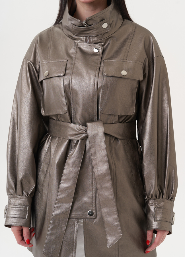 Женский жакет из эко кожи под бронзу модель № 27164 в рассрочку