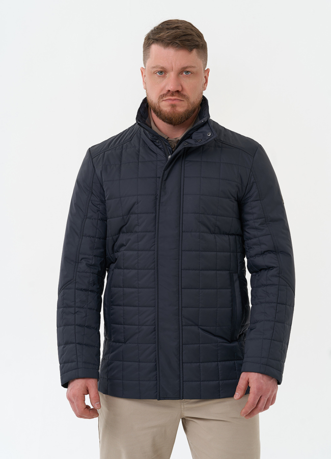 Мужская куртка синего цвета модель № 29904 меха малина