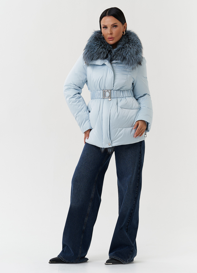 Пуховик с мехом чернобурки модель № 28573 в кредит