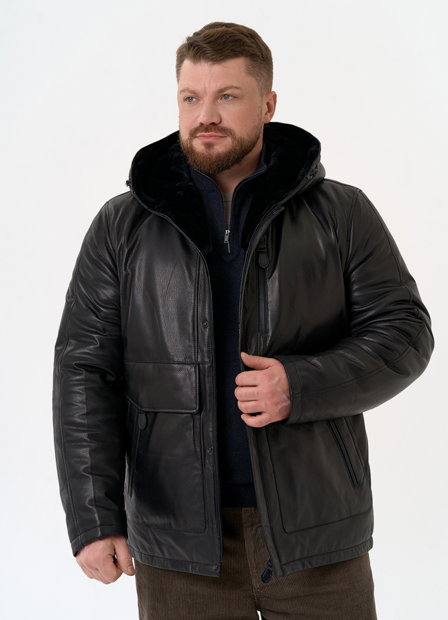 Куртка из натуральной кожи с капюшоном модель № 31422 в рассрочку