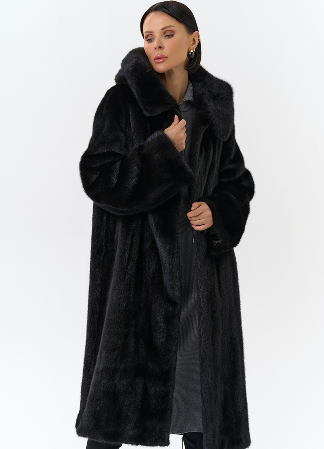 Шуба из норки в цвете махагон модель № 26126 универмаг малина