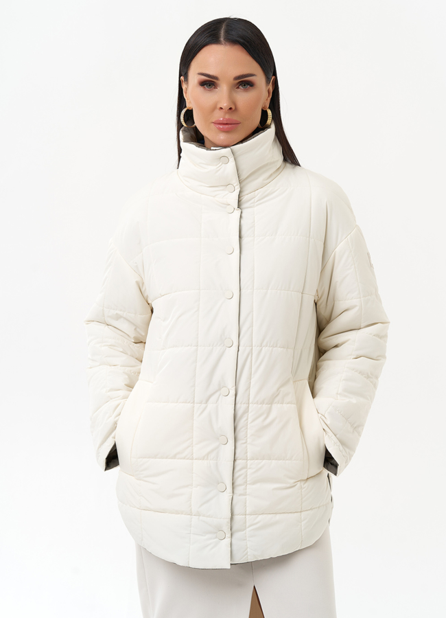 Женская двухсторонняя куртка с воротником стойкой модель № 30089 универмаг малина