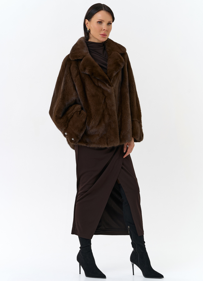 Укороченная шуба из меха норки  модель № 32031 универмаг малина