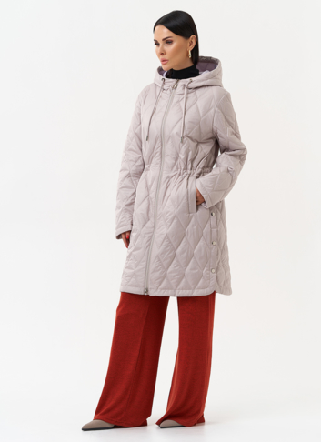 Женское утепленное полупальто с капюшоном