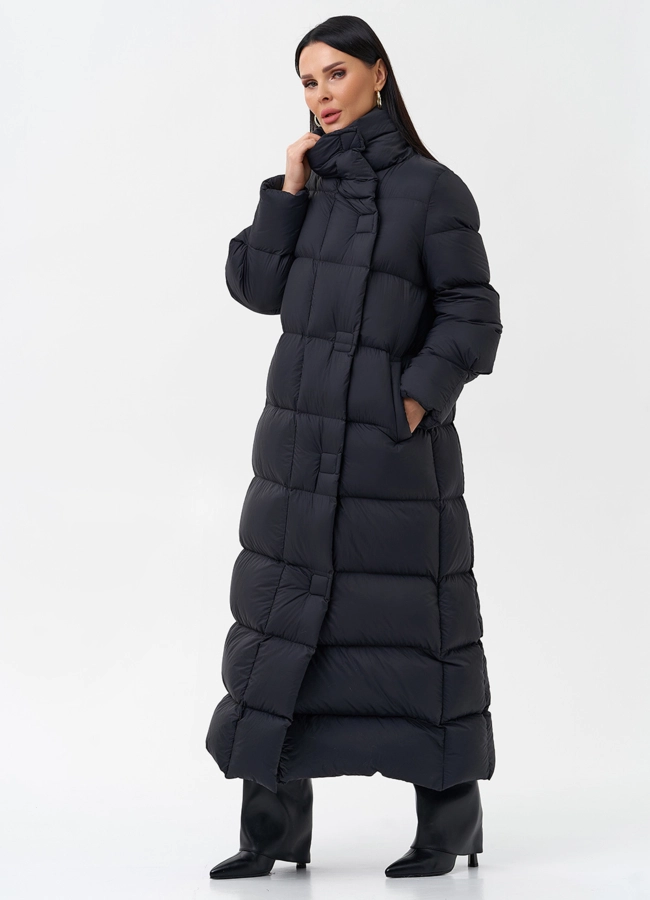 фото Женский пуховик черного цвета  модель № 28974