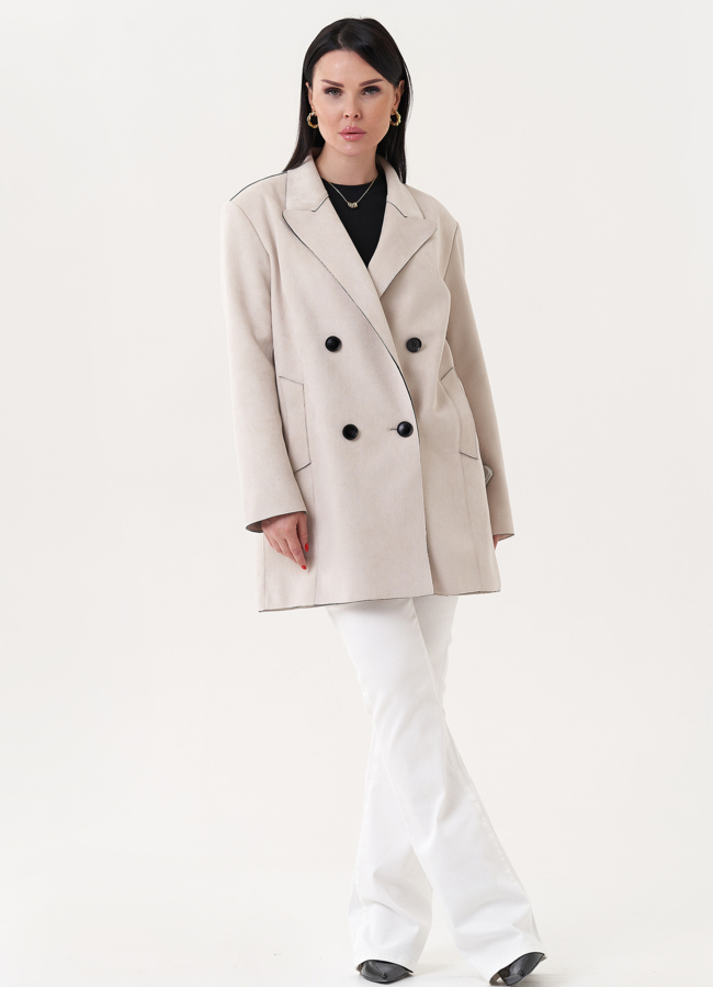 фото Жакет из эко замши с английским воротником модель № 82375