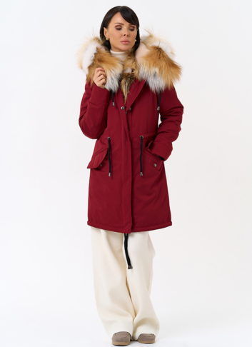 Женская парка с капюшоном из меха рыжей лисы