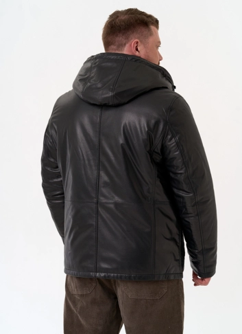 Куртка из натуральной кожи с капюшоном