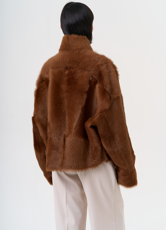 Яркая натуральная дубленка модель № 31627 универмаг малина