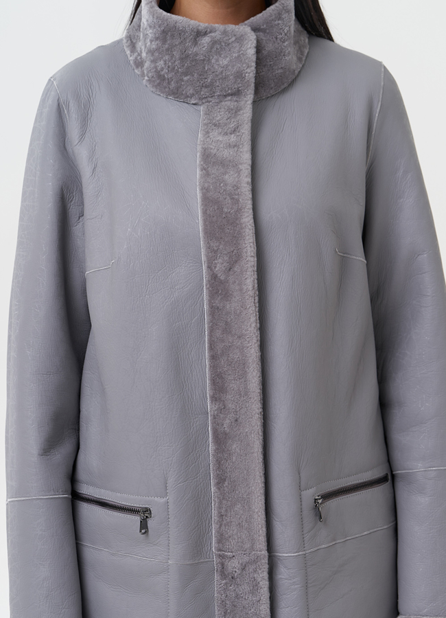 Двухсторонняя дубленка модель № 28696 универмаг малина