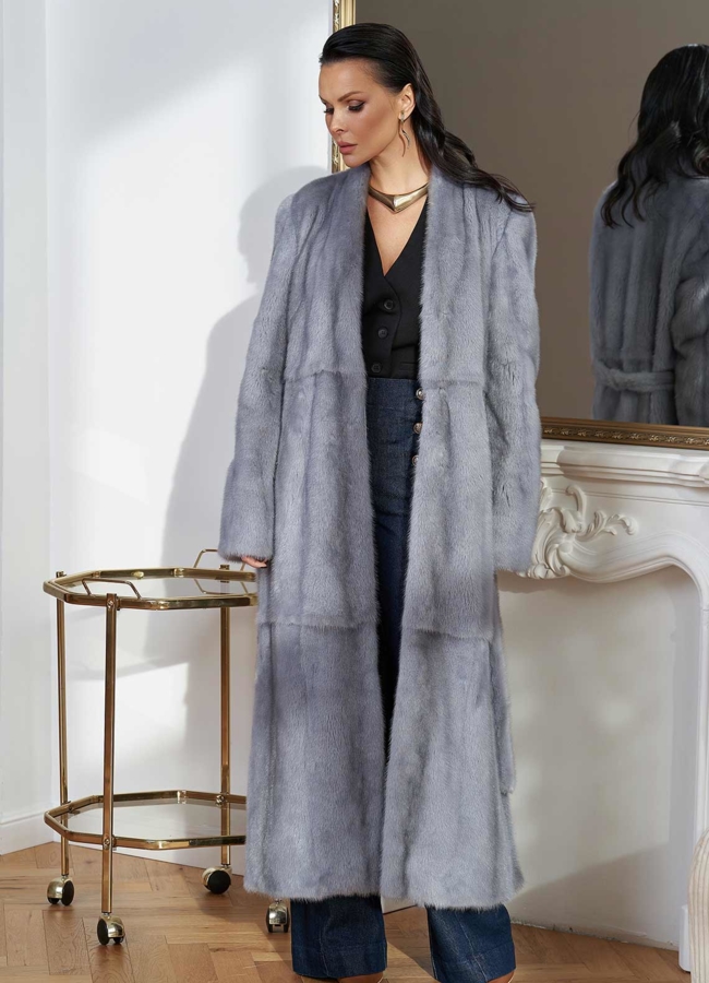 Длинная шуба из меха норки модель № 28305 в кредит