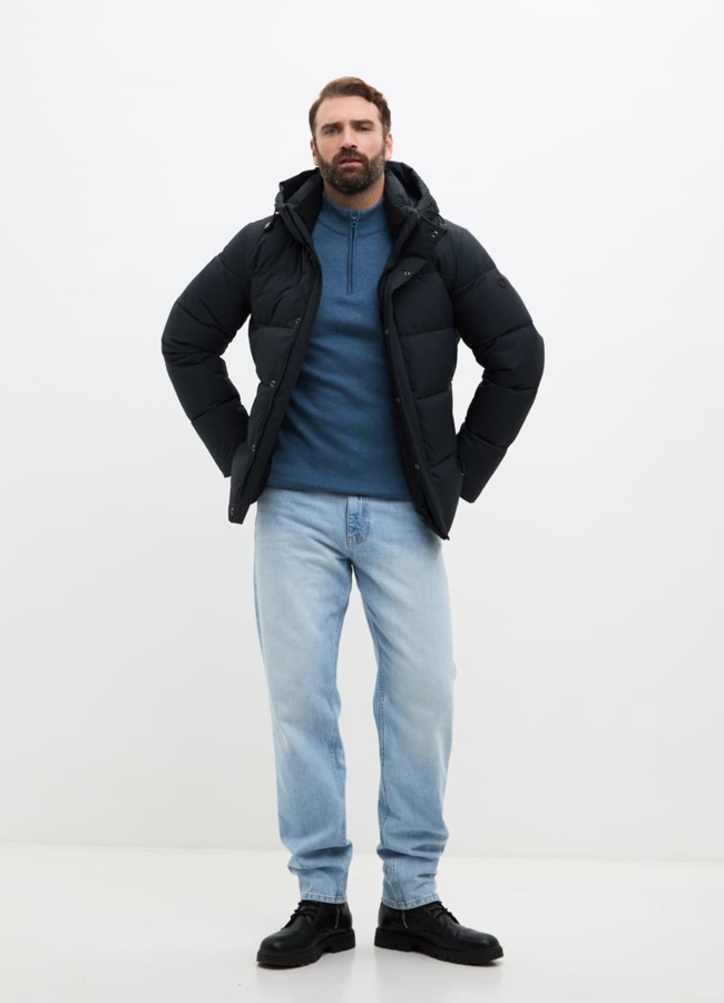 Мужской пуховик с капюшоном  модель № 32034 в кредит